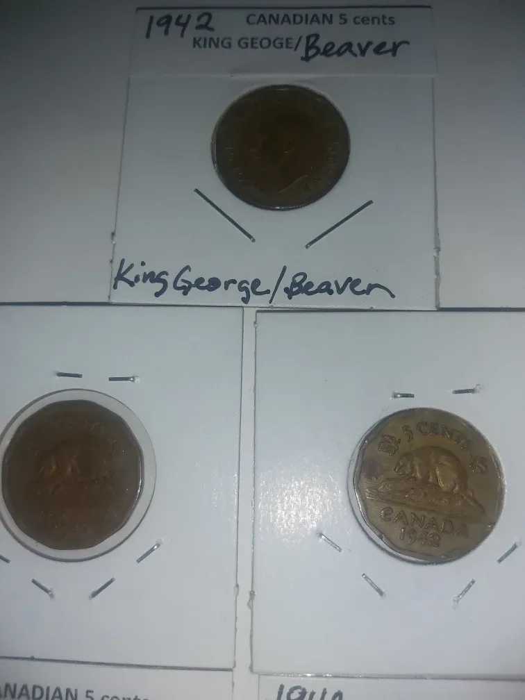 1942 Canadian 5 Cents Coin King George and Beaver on other side image indicator(2)