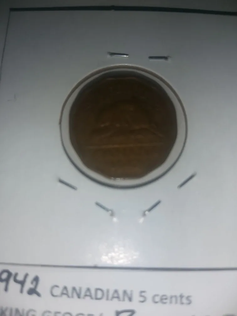 1942 Canadian 5 Cents Coin King George and Beaver on other side image indicator(4)