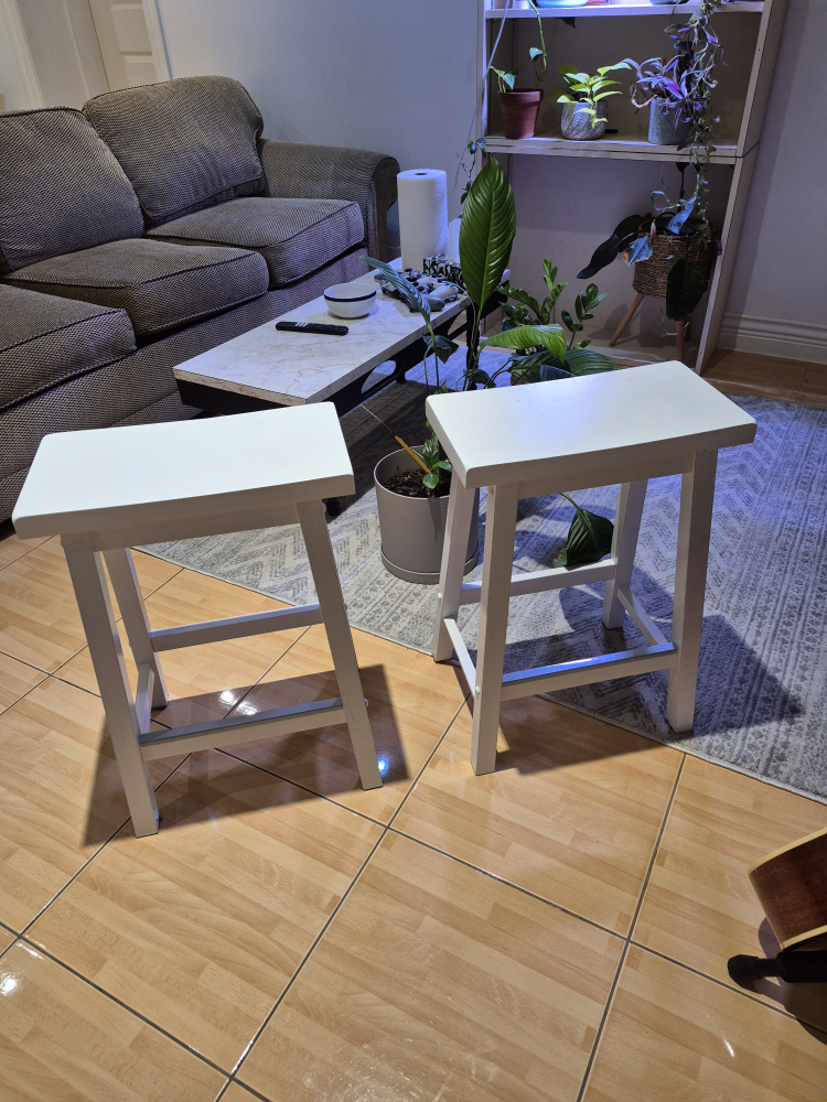 White Wooden Stools - Set of 2 - photo 3