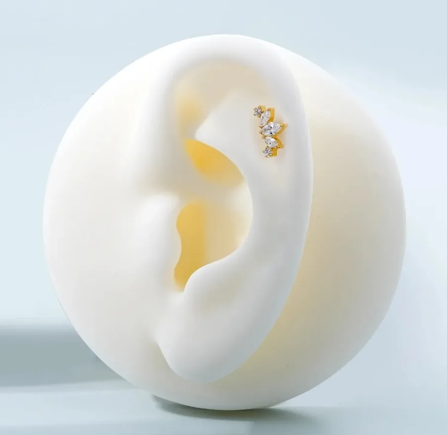 Gold Flat Back Stud Toposh Piercing image indicator(9)