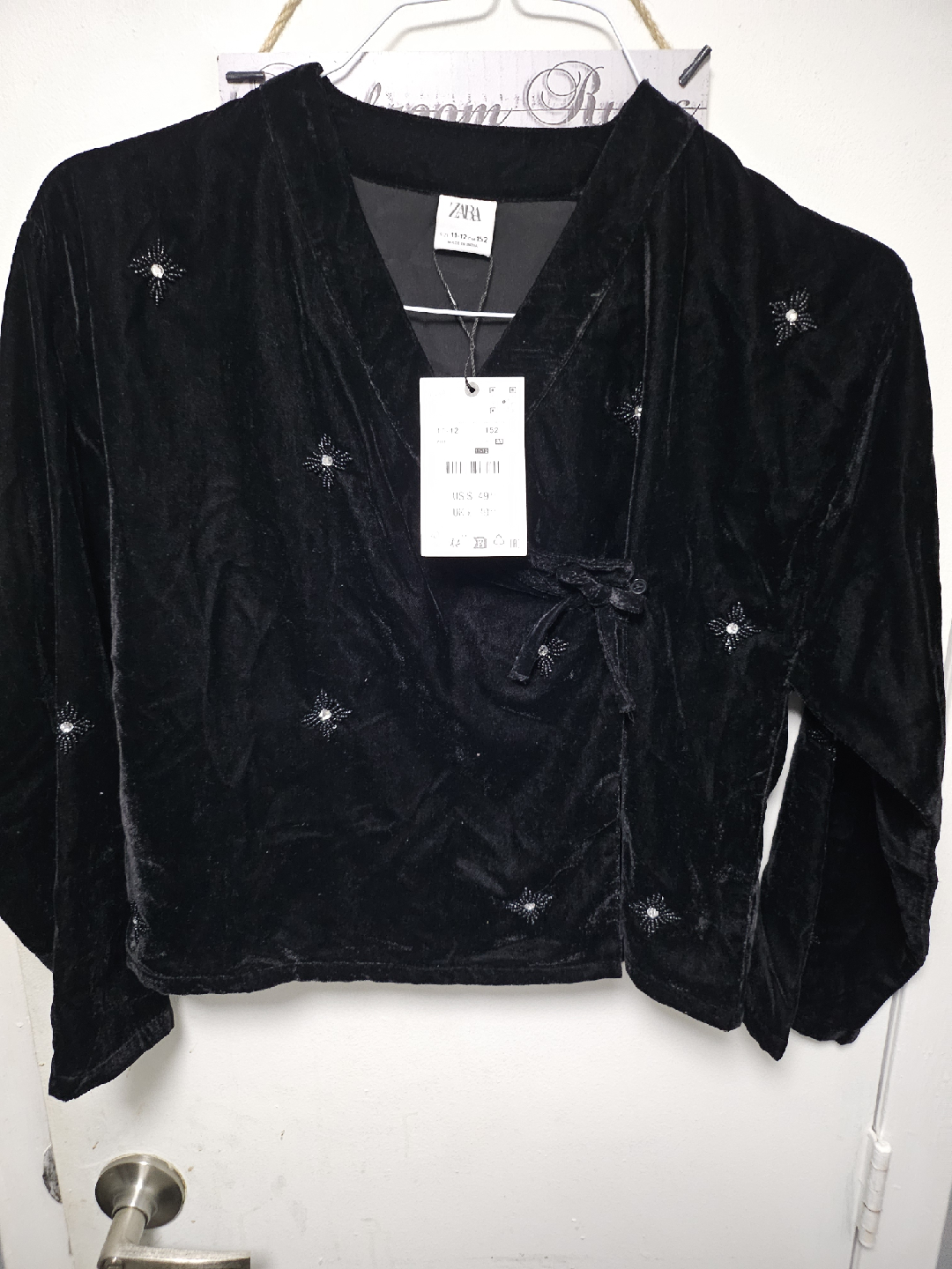 Zara Velvet Kimono Jacket - Size 11-12 (Kids)