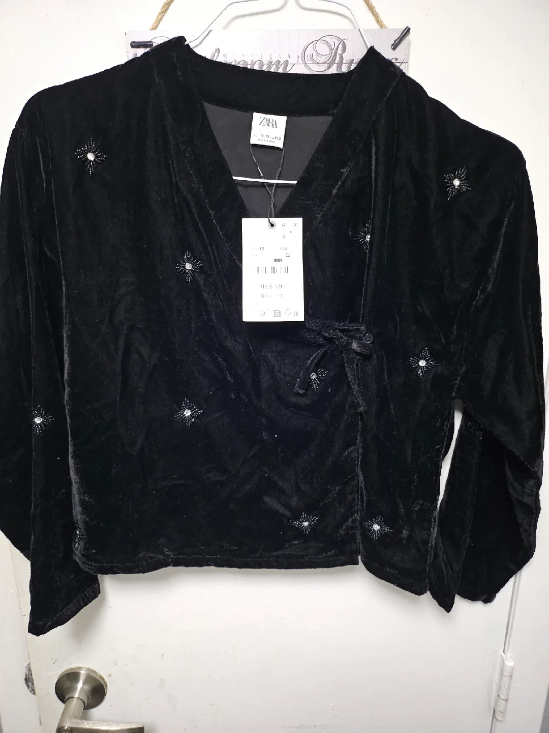 Zara Velvet Kimono Jacket - Size 11-12 (Kids)