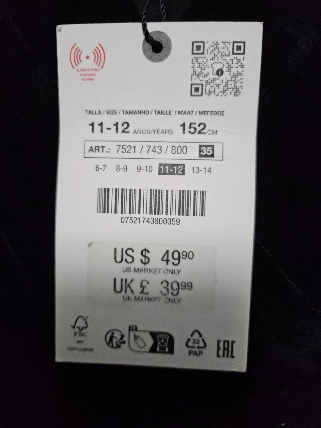 Zara Velvet Kimono Jacket - Size 11-12 (Kids) image indicator(4)