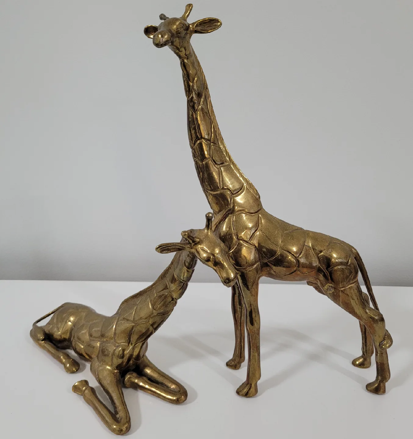 Brass Giraffe Figurines - Set of 2