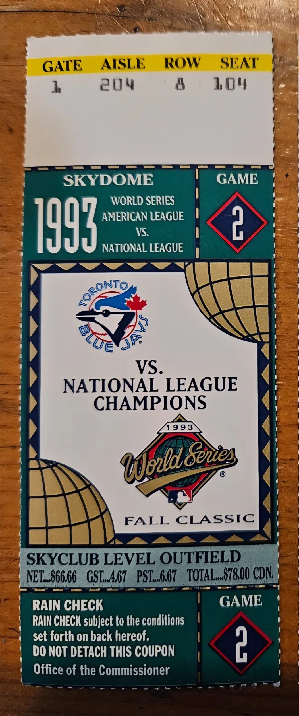 MINT CONDITION. 1993 World Series Toronto Blue Jays Ticket stubs image indicator(3)
