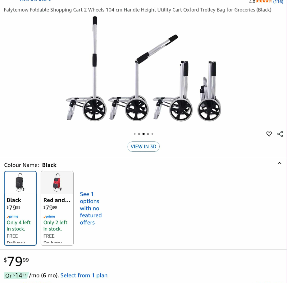 Falytemow Foldable Shopping Cart - Black - photo 2