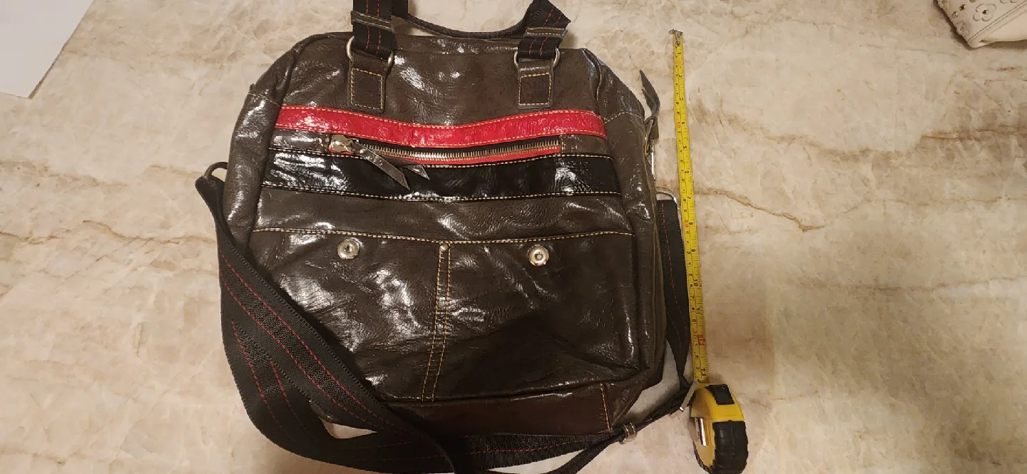 Patent Grey Leather Shoulder Bag