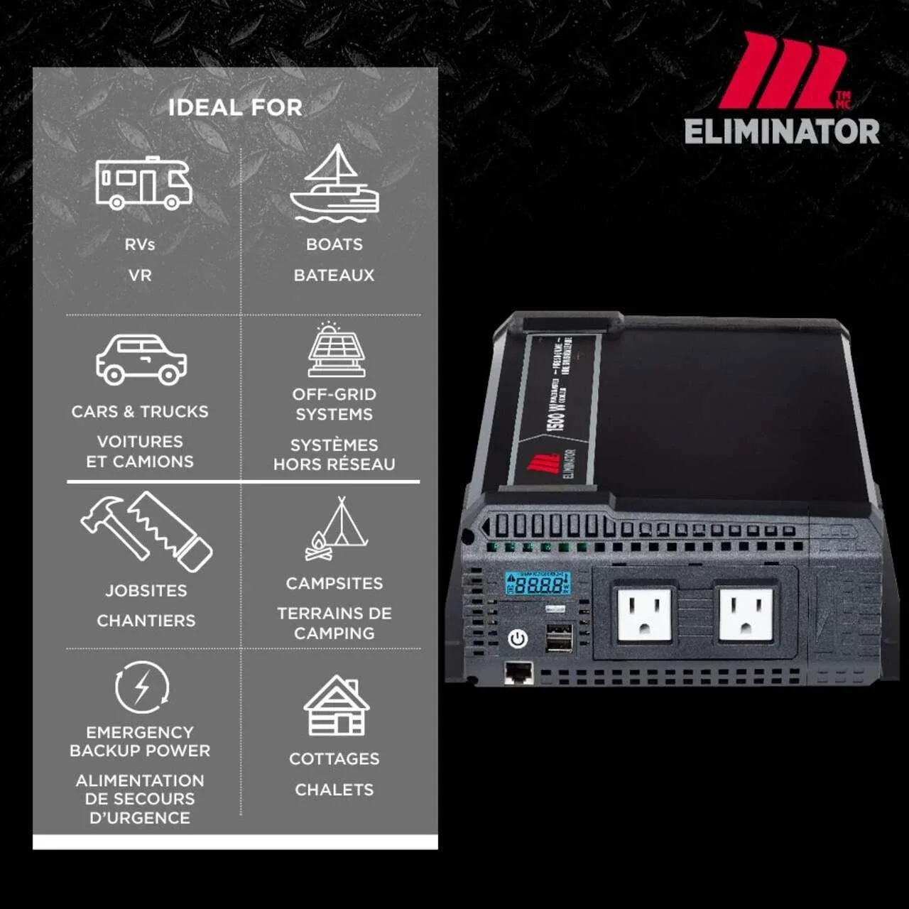 NEW 1500W Pure Sine Wave Power Inverter MotoMaster Eliminator image indicator(4)