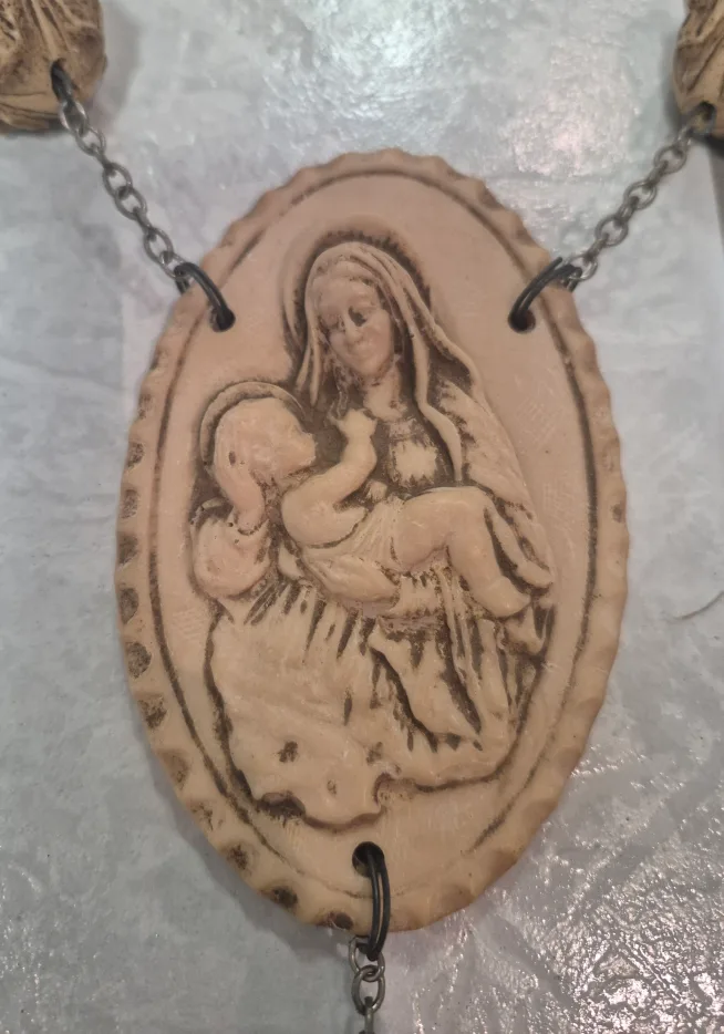 Vintage Wall Hanging Carved Resin Holy Rosary - Made in Italy image indicator(3)