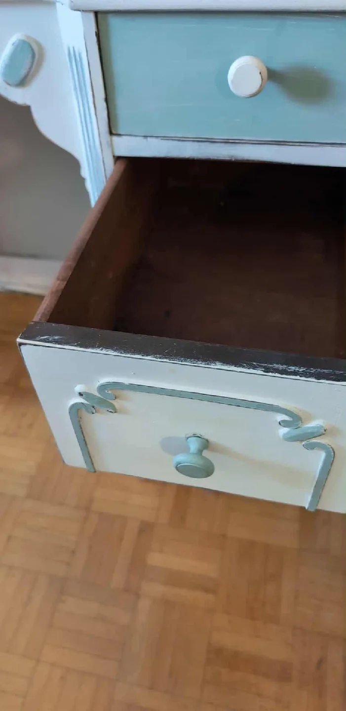 Antique Vanity Desk with Mirror with Glass Top image indicator(4)