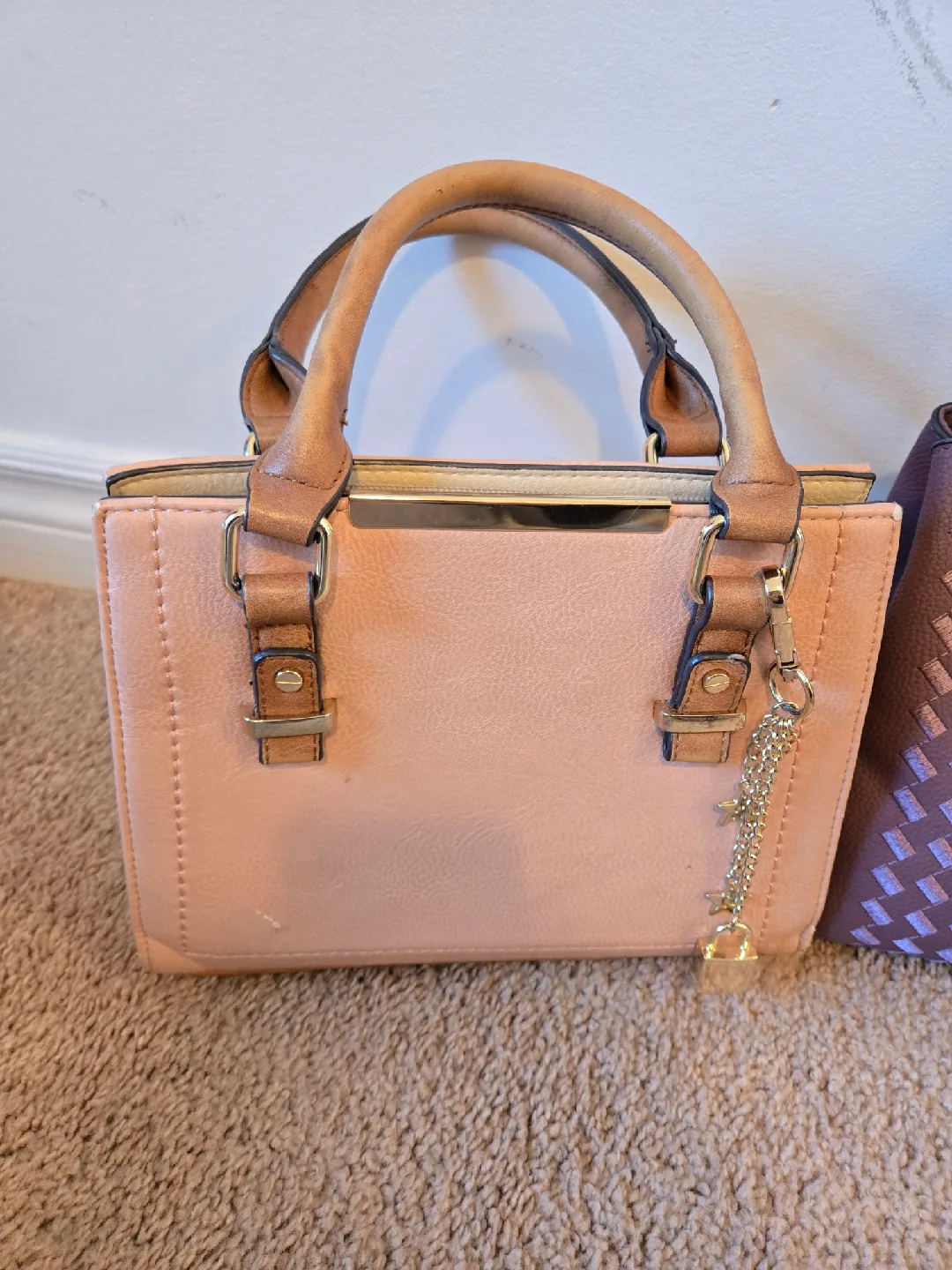 Blush Pink & Brown Handbag🥕 thumbnail