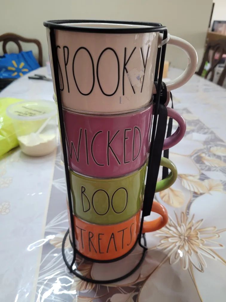 Rae Dunn Halloween Stacking Mugs with Rack image indicator(2)
