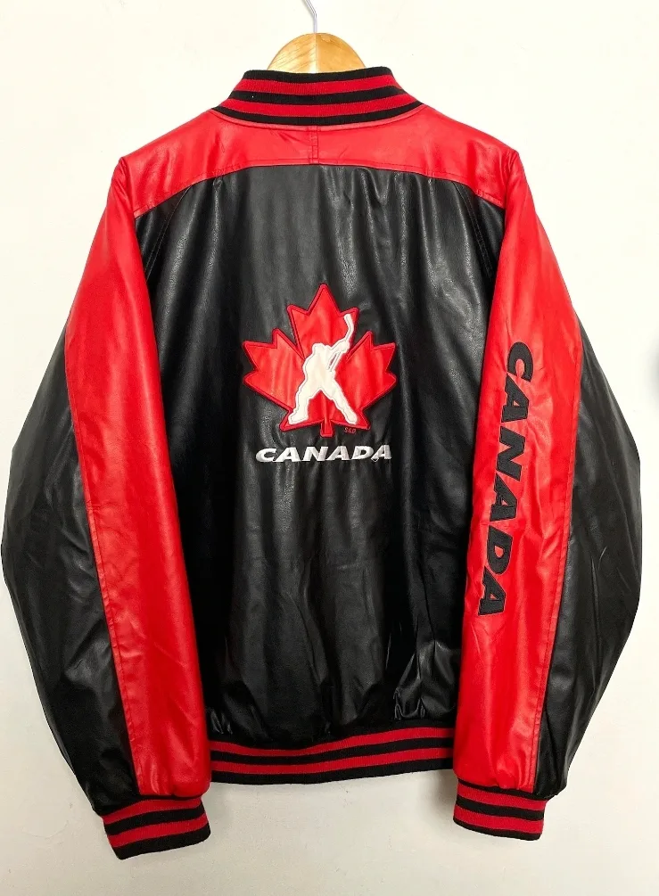 Steve & Barry's Canada Leather Bomber Jacket LXX image indicator(2)