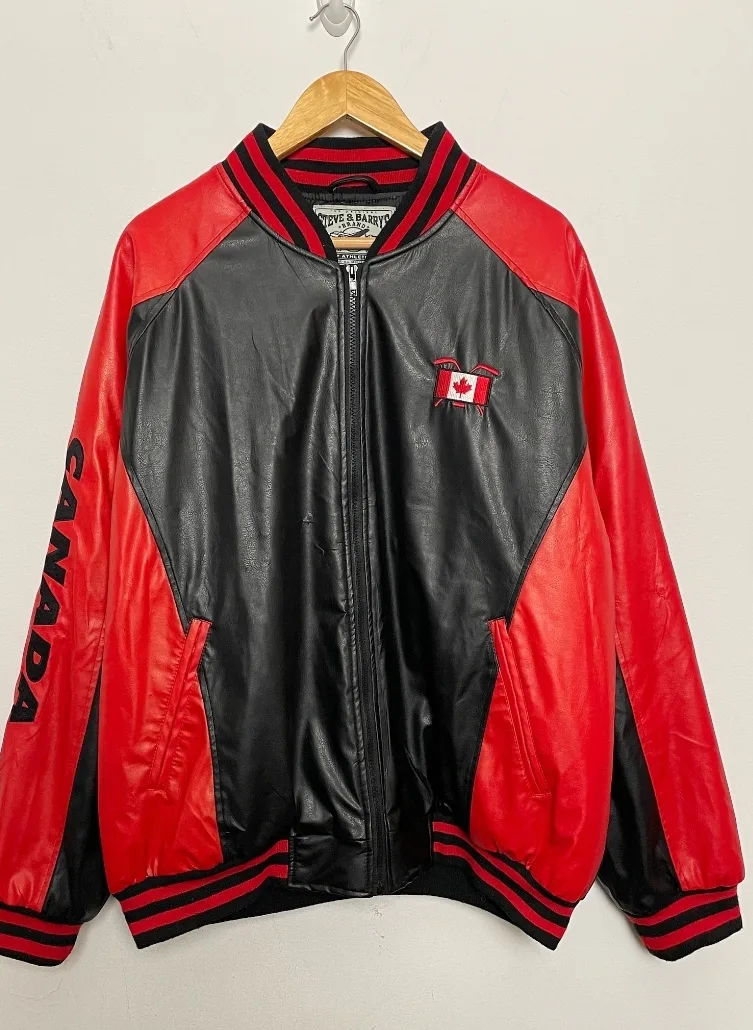 Steve & Barry's Canada Leather Bomber Jacket LXX image indicator(3)