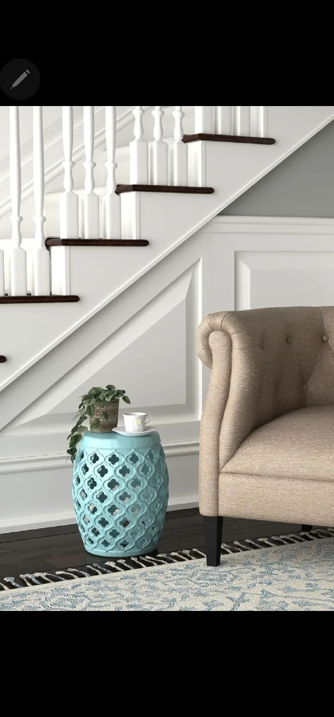 Blue Ceramic Garden Stool image indicator(3)