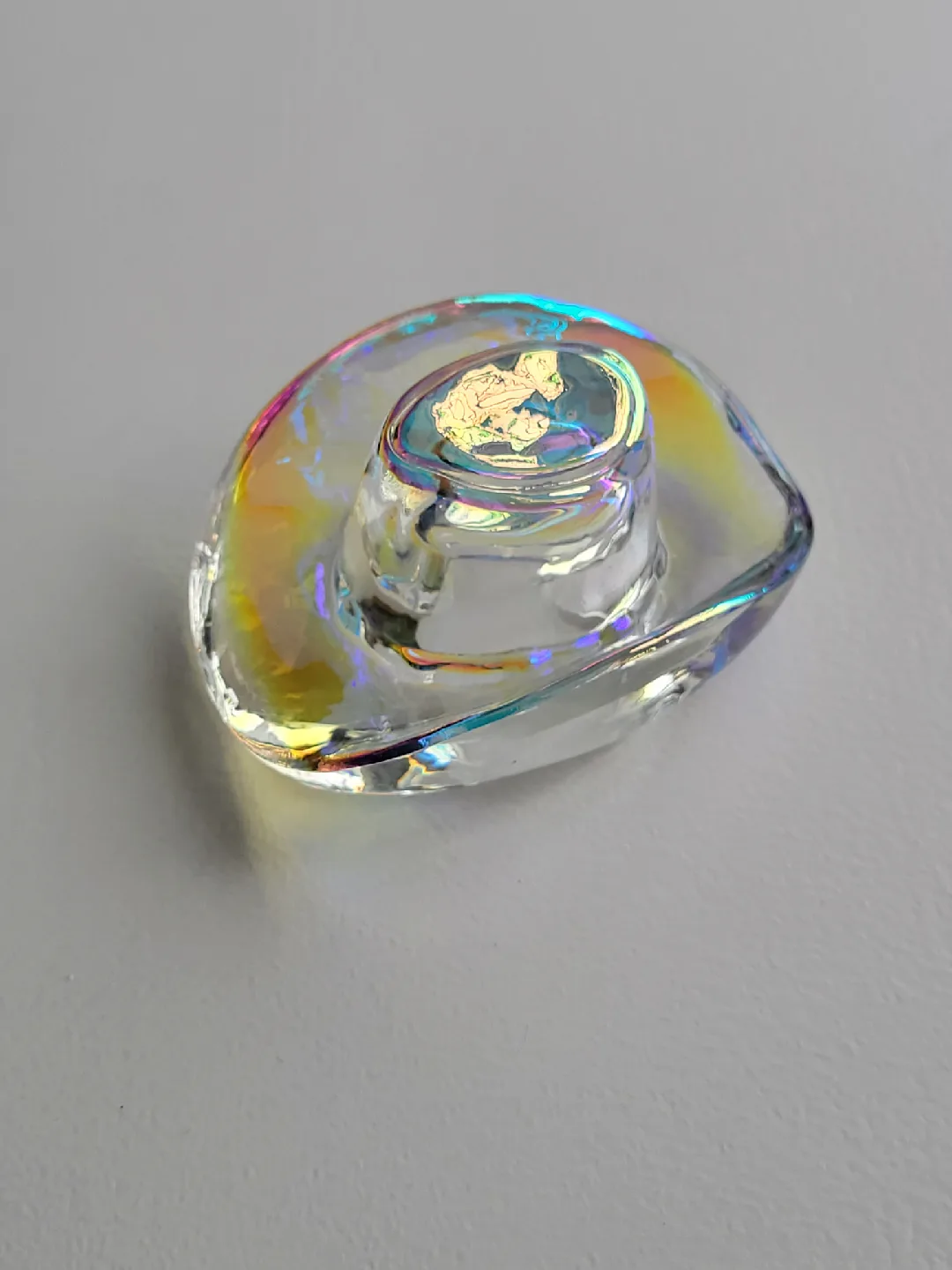 rainbow effect glass Cowboy Hat Paperweight. art. rings image indicator(7)