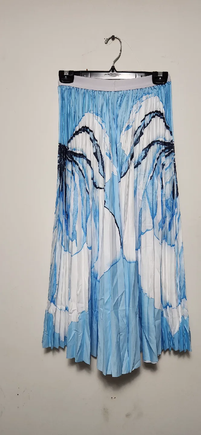 New Pleated Top & Skirt Set - Blue & White image indicator(2)