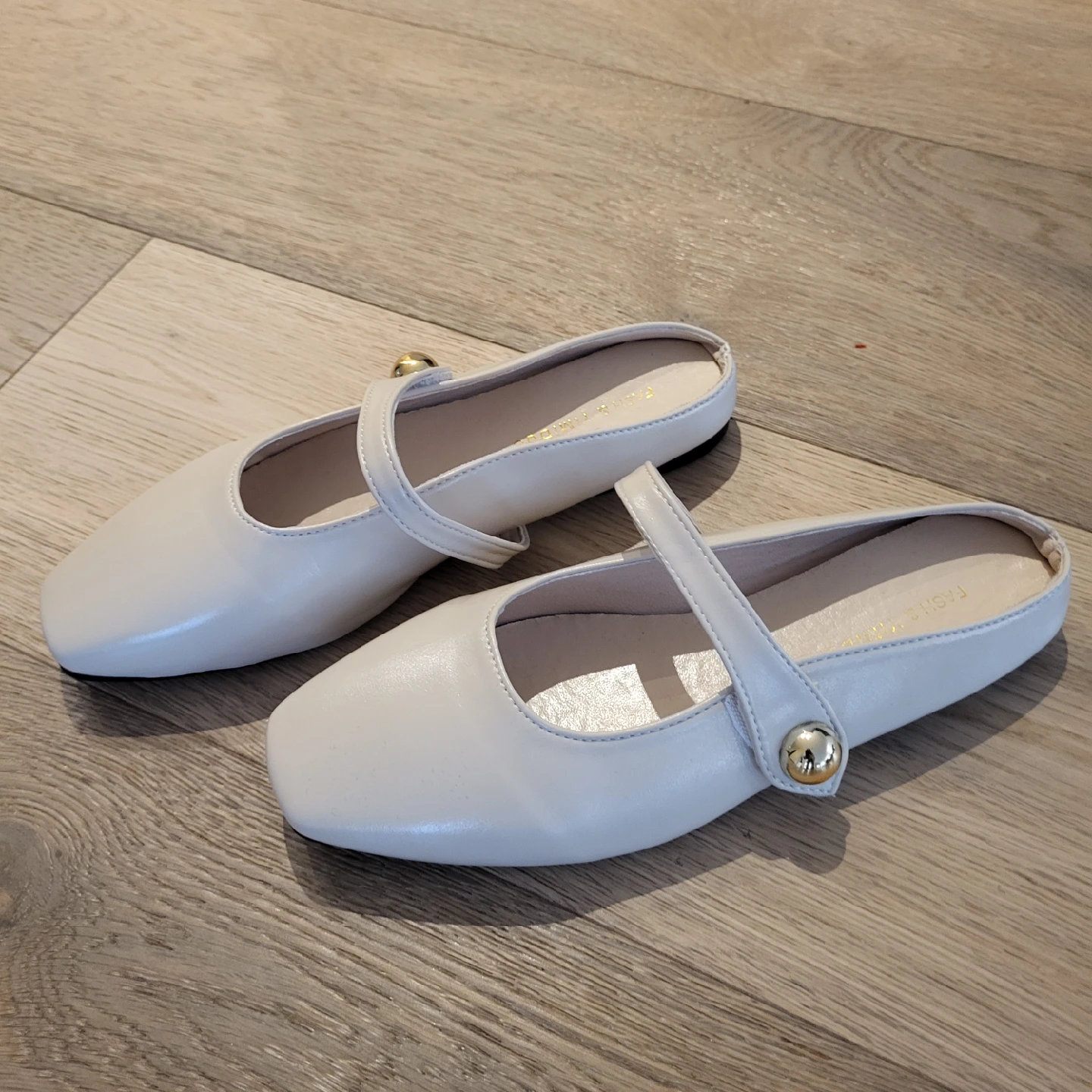 Cream Mary Jane Style Flats - Size 36