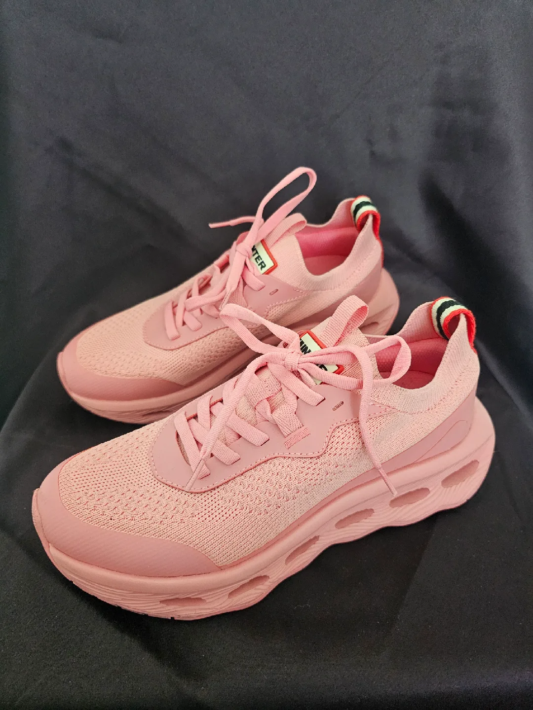 LIKE NEW - Hunter Pink Knit Sneakers - size 6 thumbnail