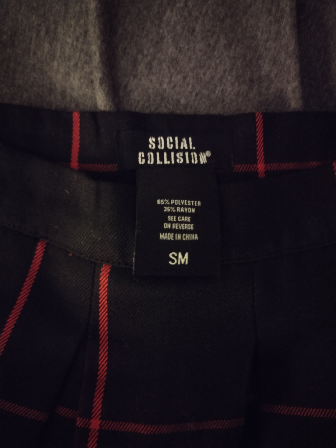 Social Collision Black and Red Plaid Skirt - Size SM - photo 2