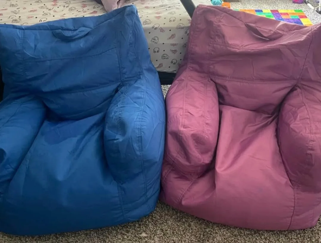 Big Joe Beanbag Chair - Blue and Pink. thumbnail