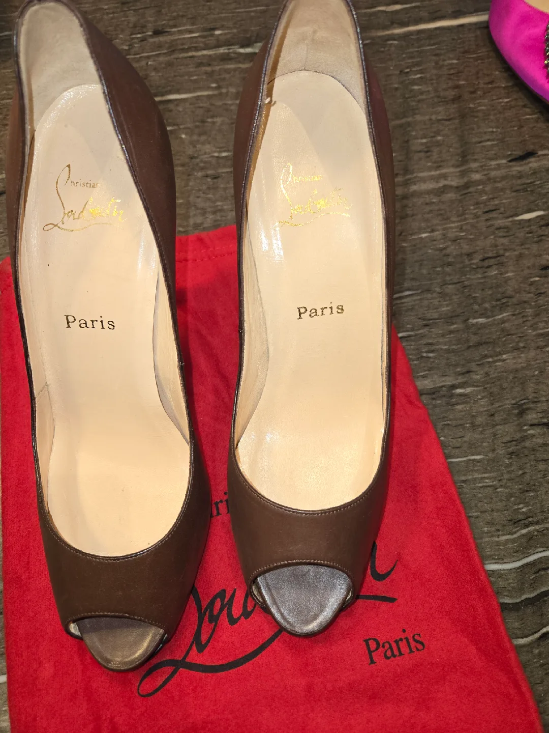 Christian Louboutin Brown Leather Heels, Size 41 image indicator(2)