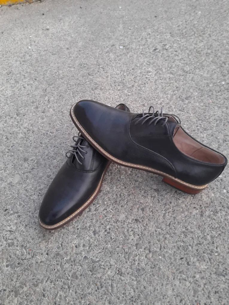 Men's Black Leather Dress Shoes Original Aston Grey 9
