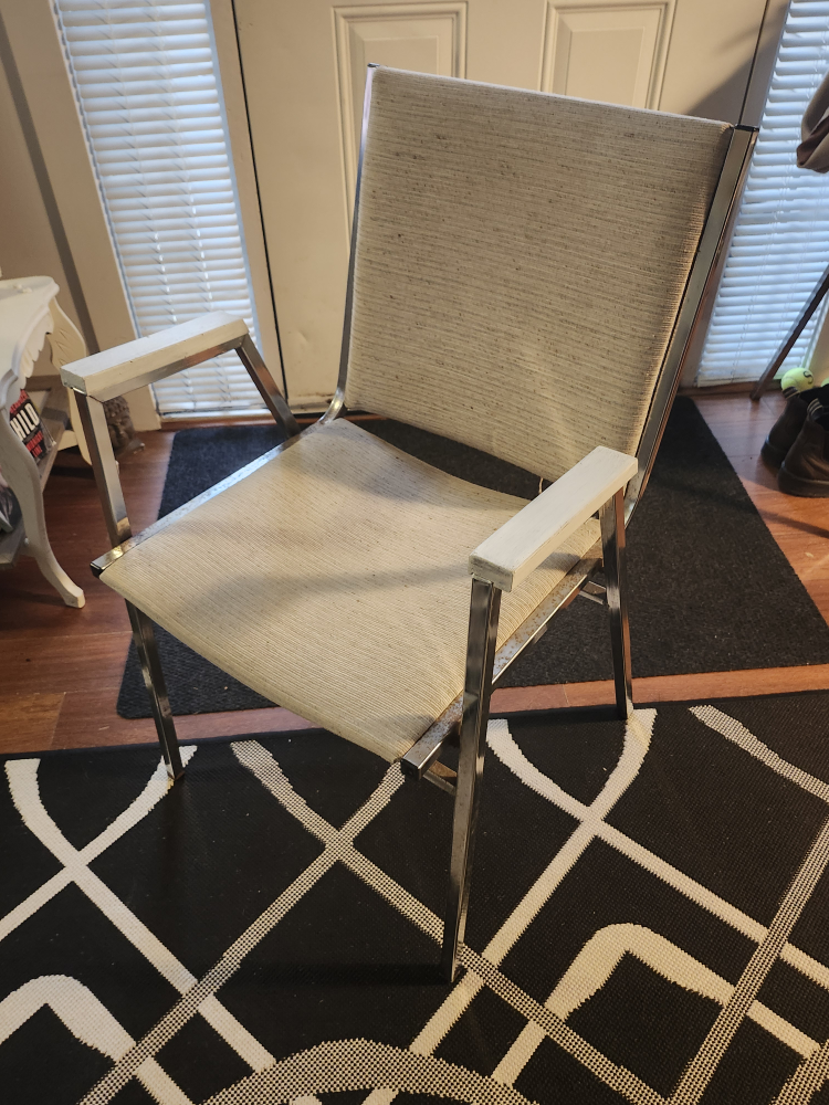 Chrome Frame Chair with Neutral Fabric