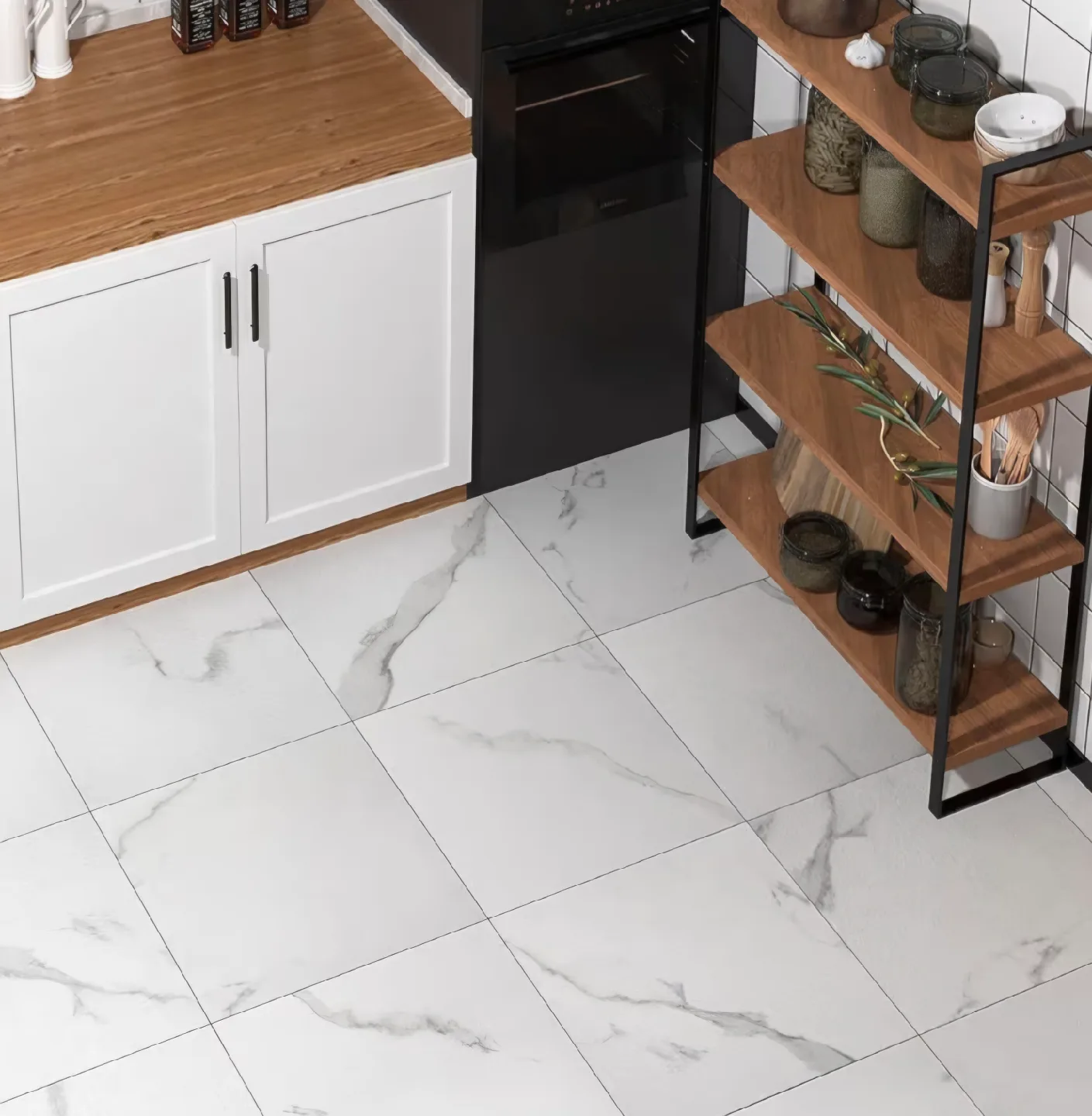 36pcs Matte White Marble Peel and Stick Floor Tiles 12"x12" image indicator(5)