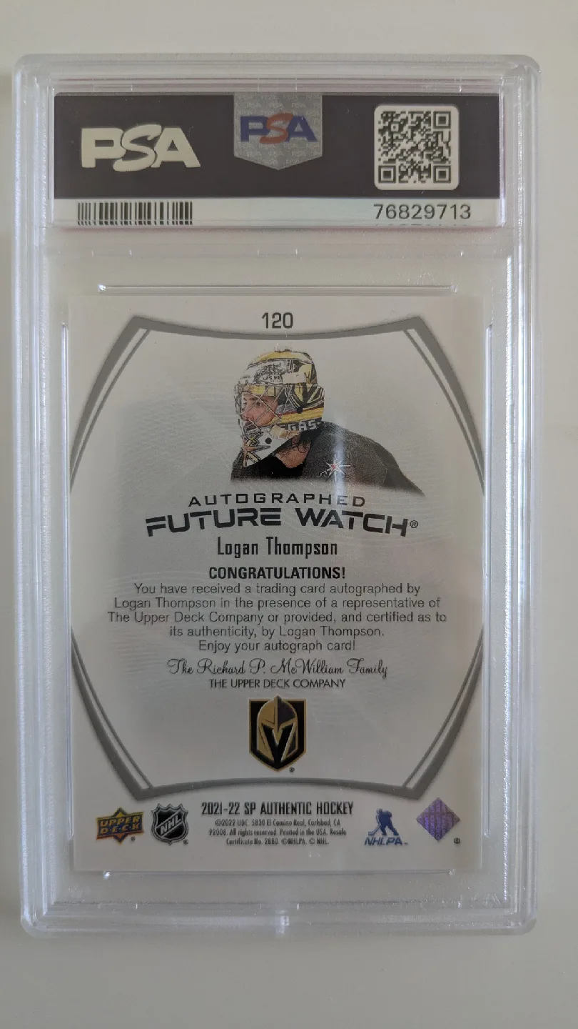 Logan Thompson Autographed Future Watch Hockey Card PSA 10 image indicator(2)