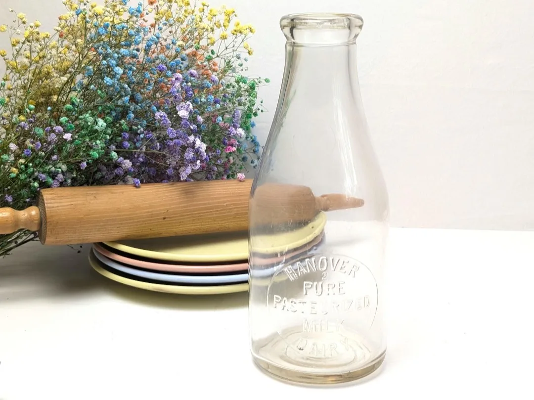 Antique Glass Milk Jug - Hanover Milk image indicator(8)