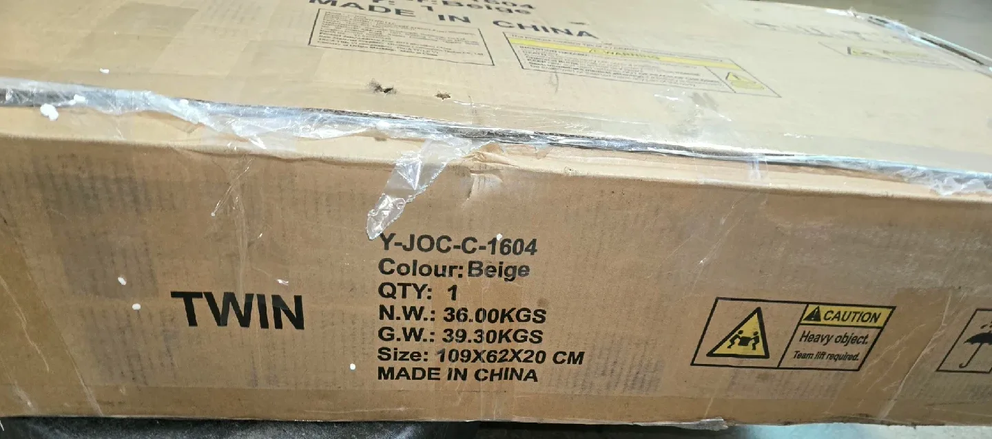 Jacoeval Twin Upholstered LED Bed Frame - Beige image indicator(7)