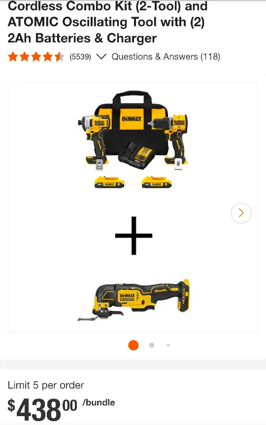 20V Max DeWalt ATOMIC Brushless Combo + Oscillating Multi-tool image indicator(2)