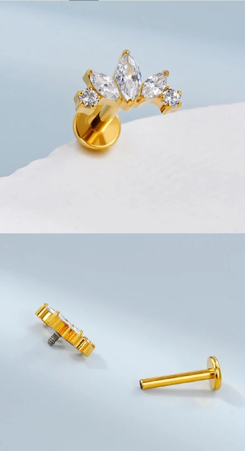 Gold Flat Back Stud Toposh Piercing image indicator(2)