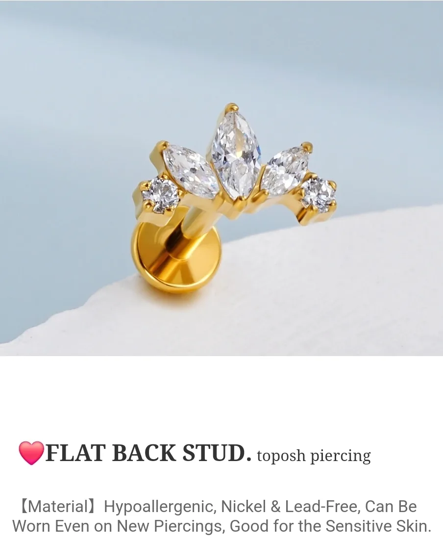 Gold Flat Back Stud Toposh Piercing image indicator(3)