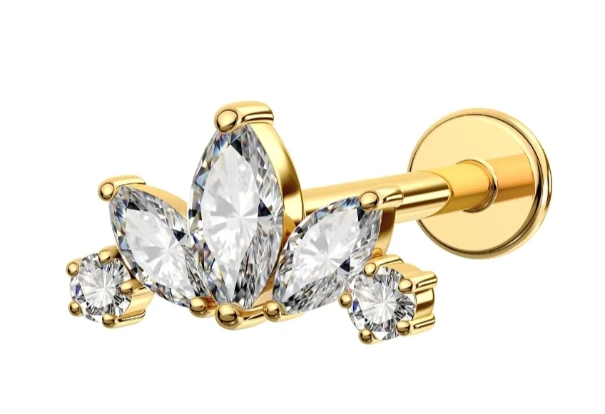 Gold Flat Back Stud Toposh Piercing image indicator(4)