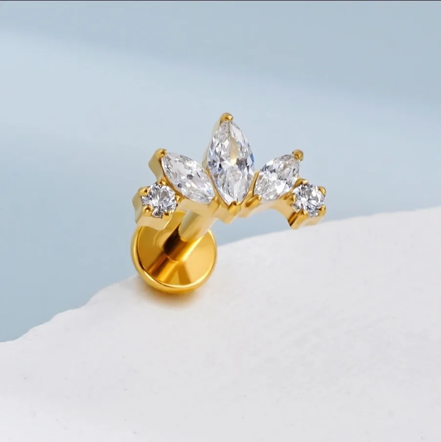 Gold Flat Back Stud Toposh Piercing image indicator(5)