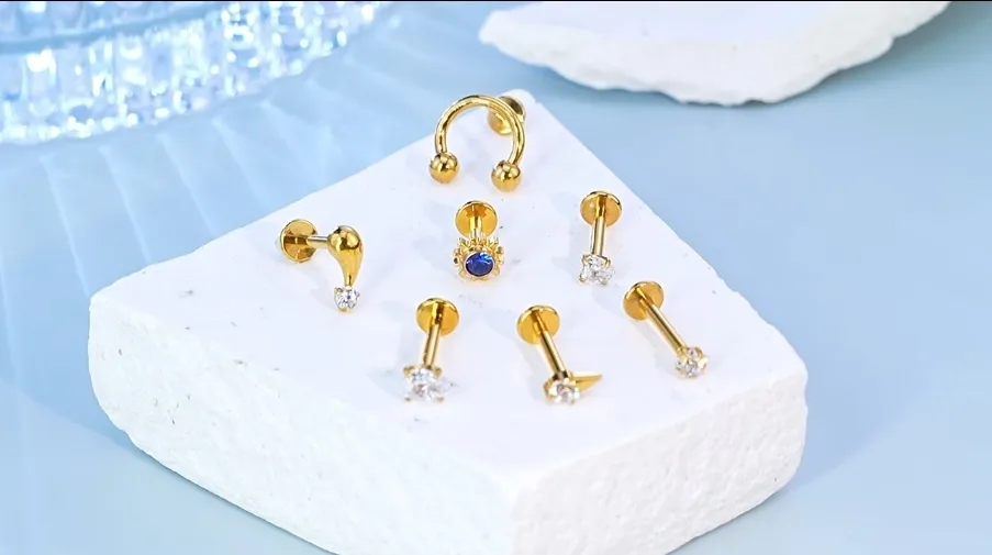 Gold Flat Back Stud Toposh Piercing image indicator(7)