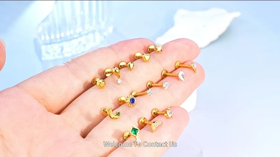 Gold Flat Back Stud Toposh Piercing image indicator(8)