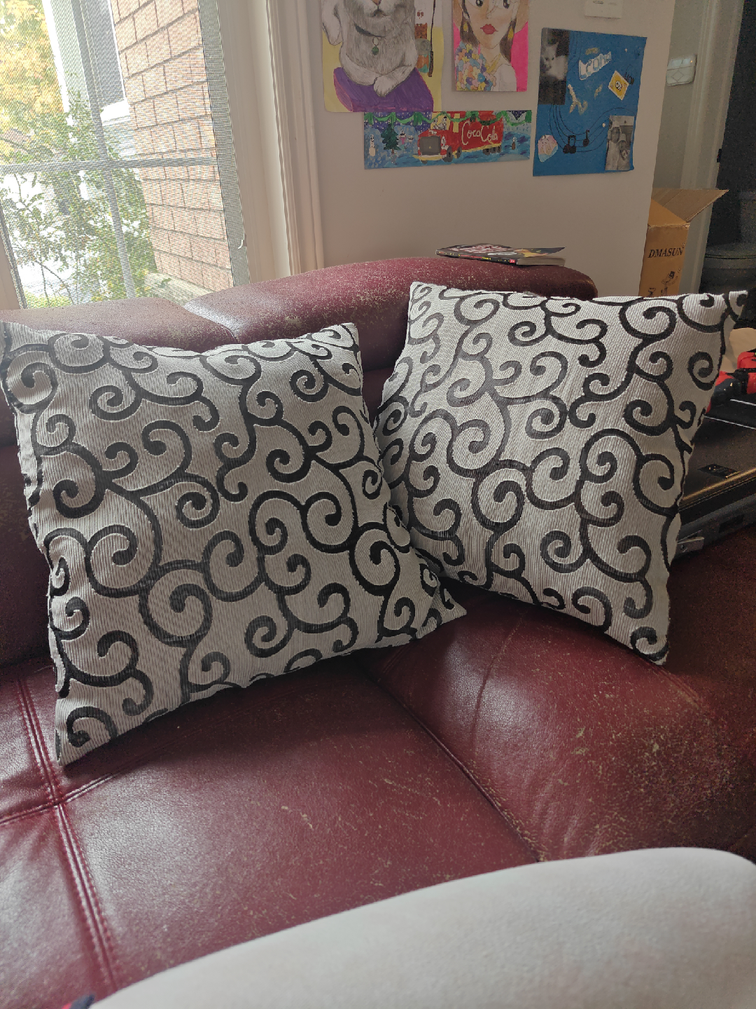 Decorative Throw Pillow - Black & White Swirl Pattern - photo 2