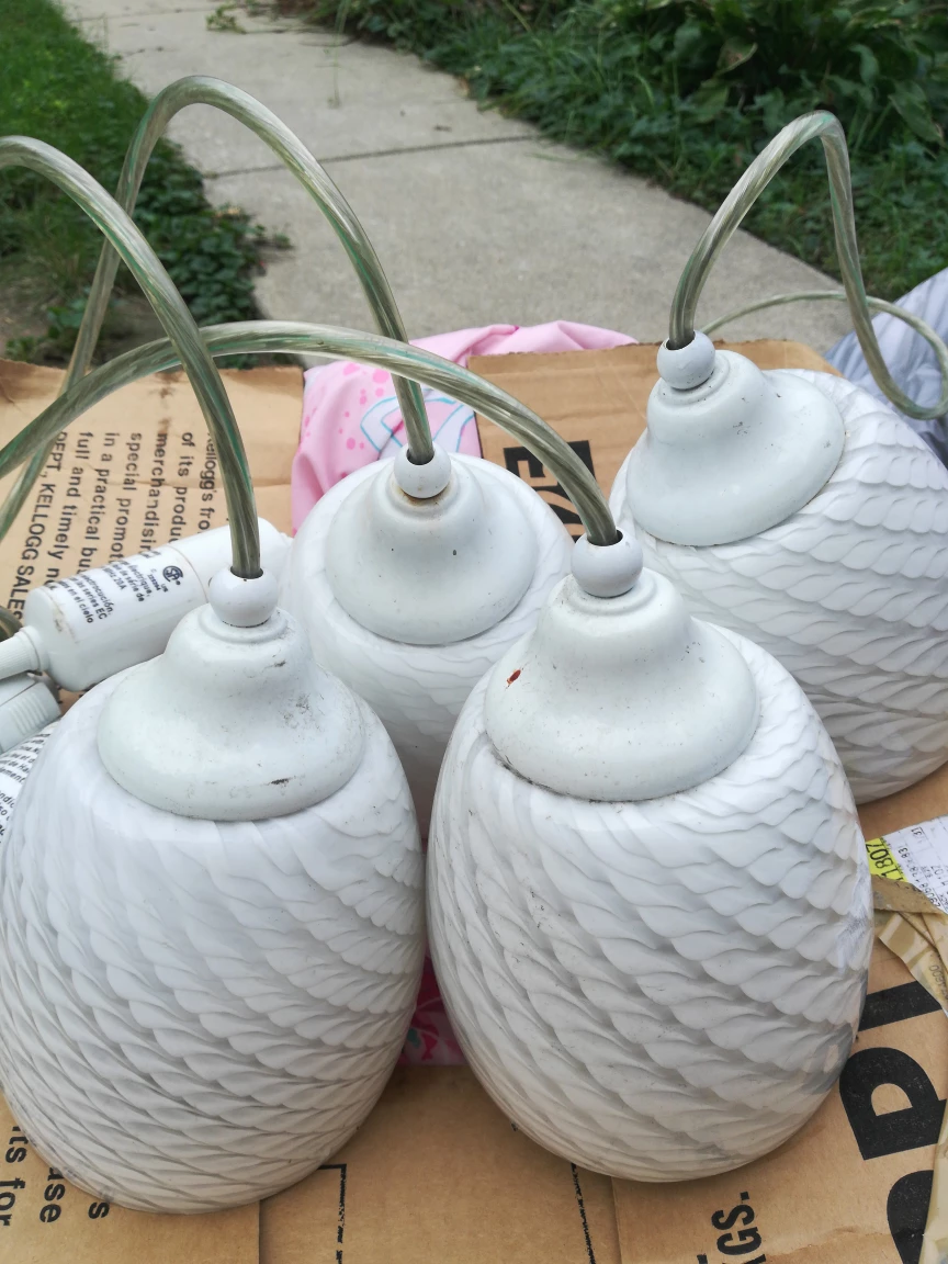 Hampton Bay White Textured Pendant Lights (Set of 4) - photo 5