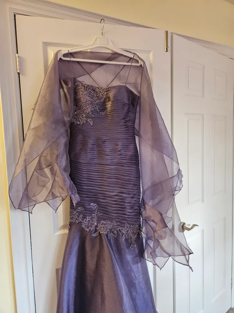 Purple Formal Dress with Shawl image indicator(3)