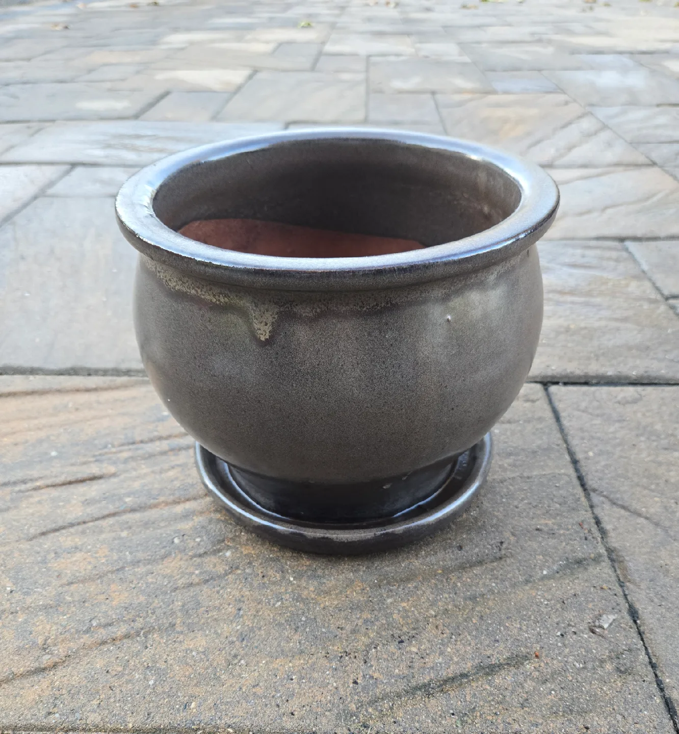 Brown Ceramic Plant Pot with Saucer thumbnail