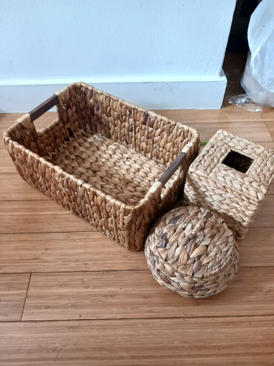 Rustic 3-Piece Wovel Basket Set - Minimalist Storage & Decor