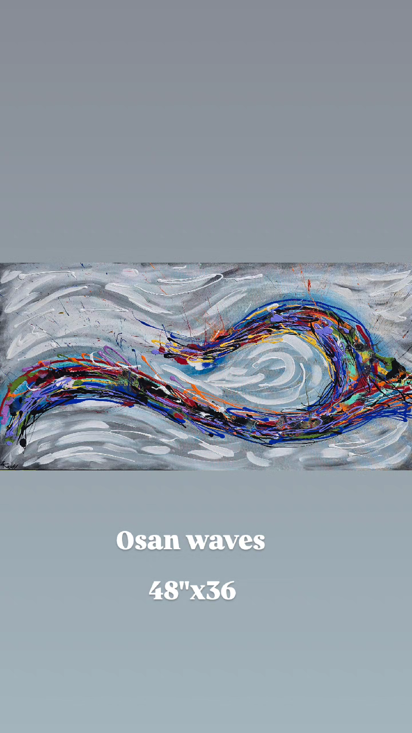 Original hand-painted painting by local artist Ocean waves