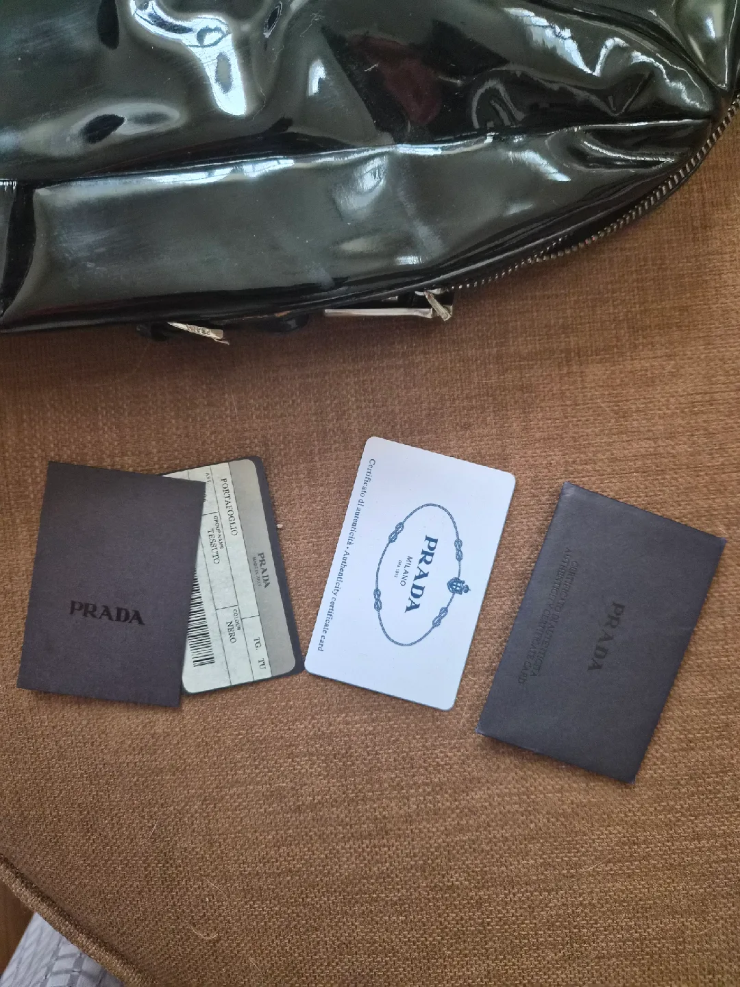 Prada Black Patent Leather Handbag image indicator(2)