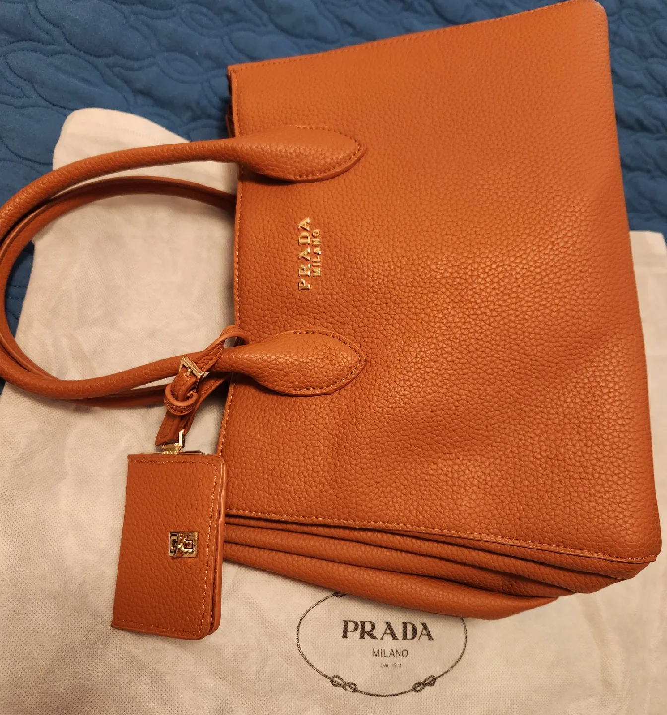 Prada Milano Leather Tote Bag - Brown