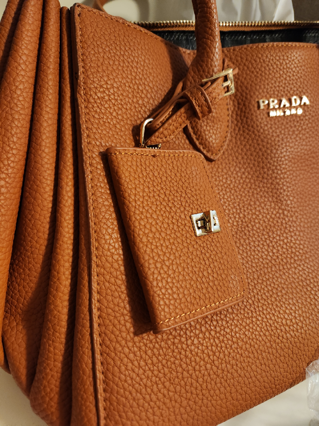Prada Milano Leather Tote Bag - Brown - photo 3