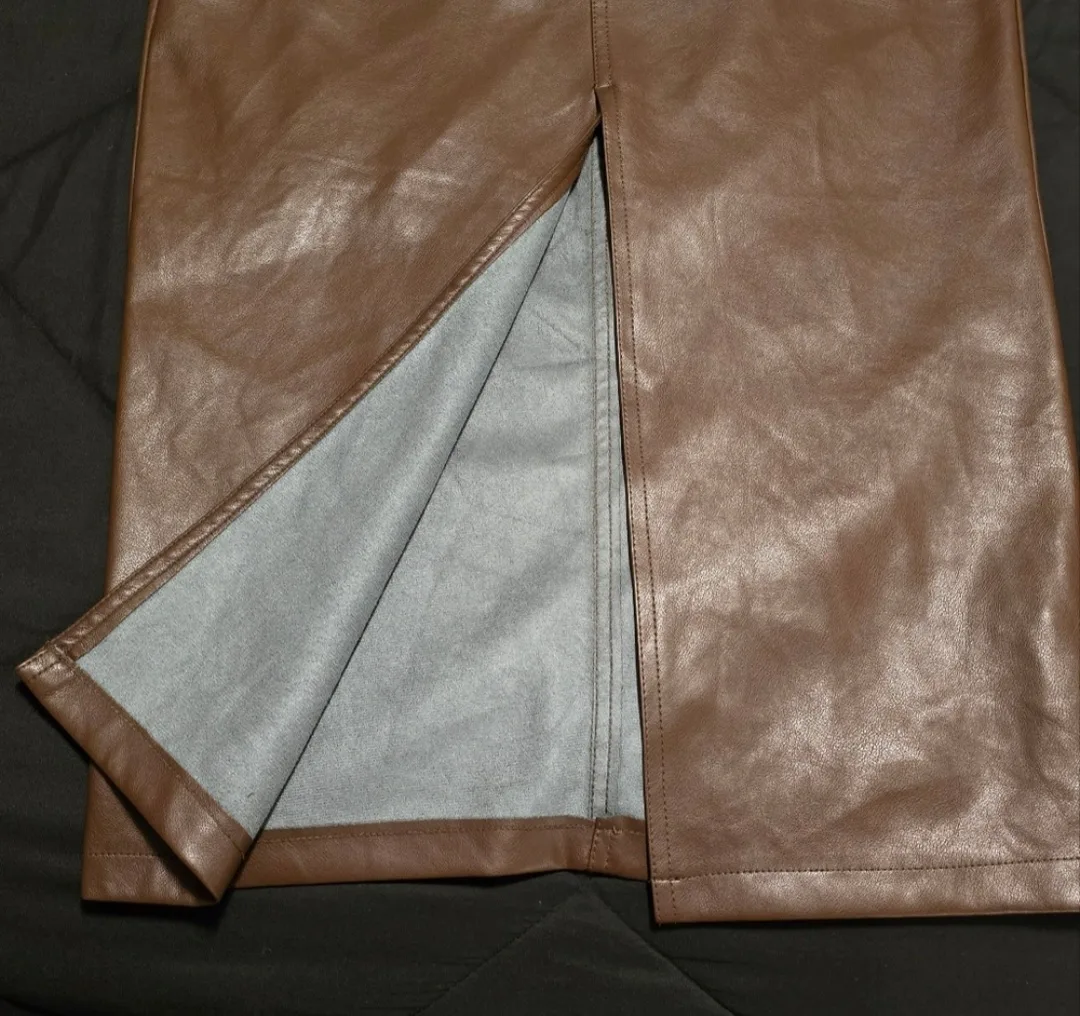 Dynamite Brown Faux Leather Skirt - Size S image indicator(3)