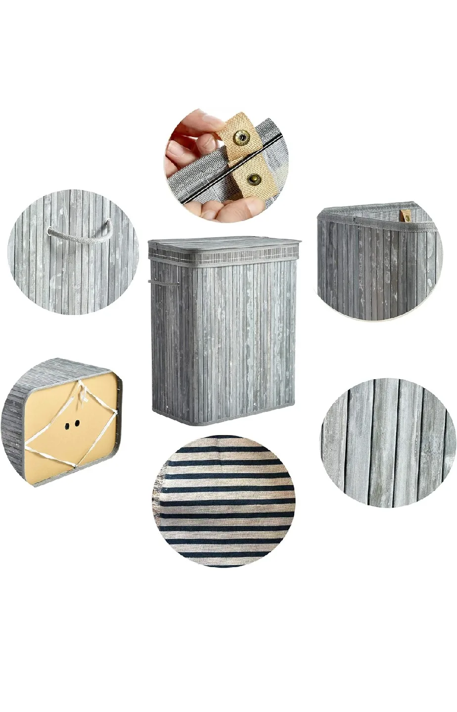 Bamboo Laundry Hamper with Lid image indicator(4)